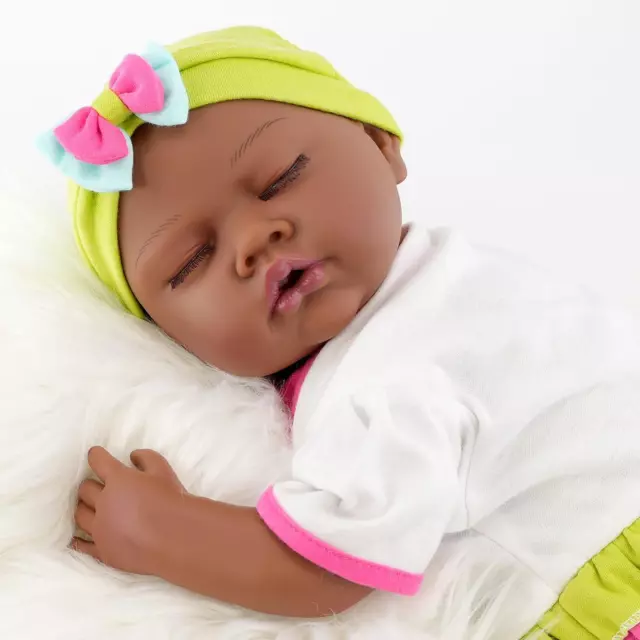 BiBi Doll Black Baby Doll Ethnic Reborn Sleeping Girl Realistic 20" Handmade Toy 2