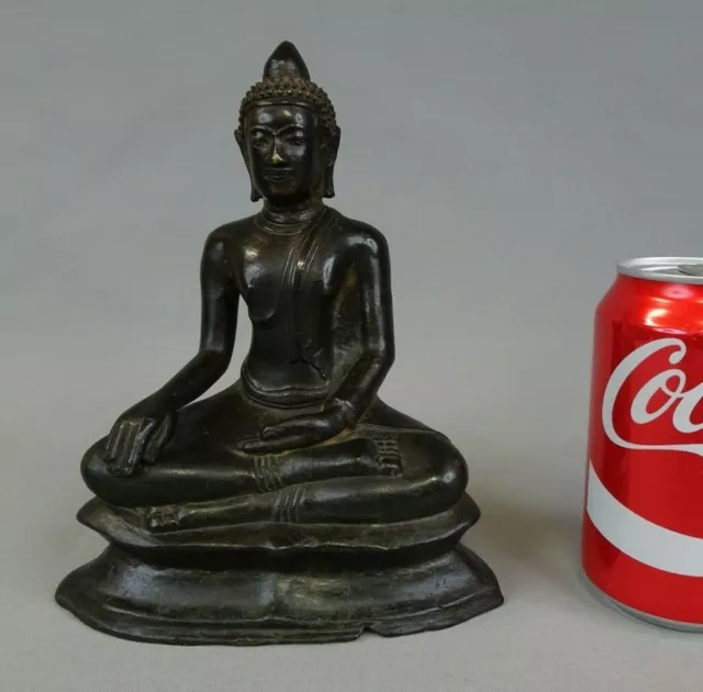 Antique Indo Chinese Burmese Tibetan Seated Bronze Buddha 19th C.
