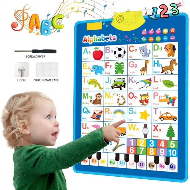Kid's Alphabet Wall Chart Electronic Talk Music Poster Interactive Learning Toy·