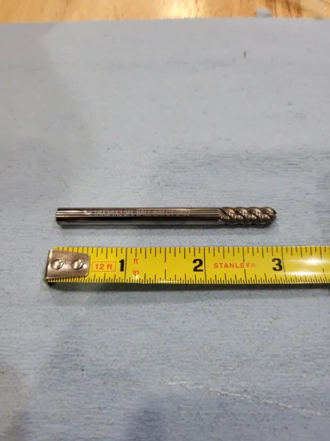 California Tool Solid Carbide End Mill 1/4" Diameter, 3/4" LOF, 3" OAL 5FL Ball