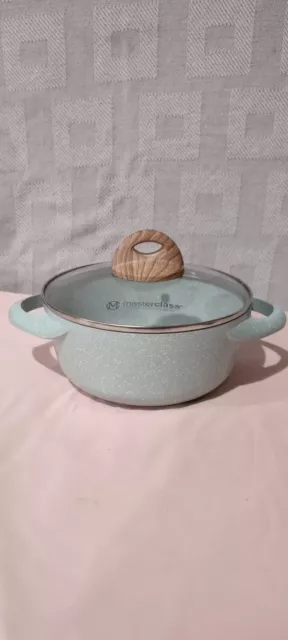 Masterclass Premium Cookware Collection Blue 8.5” Casserole Pan Pot w/Lid  2.4 qt