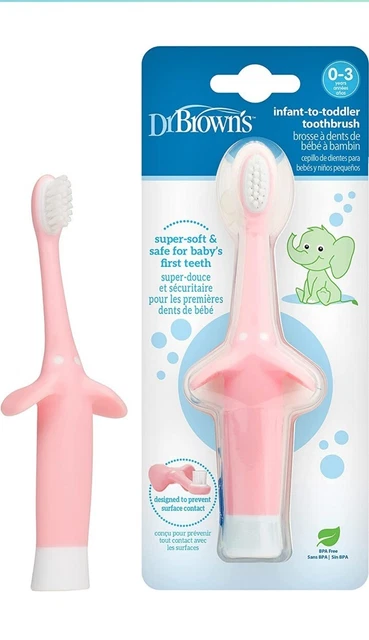 Dr. Brown’S Infant-To-Toddler Training Toothbrush Set, Pink Elephant with Fluori