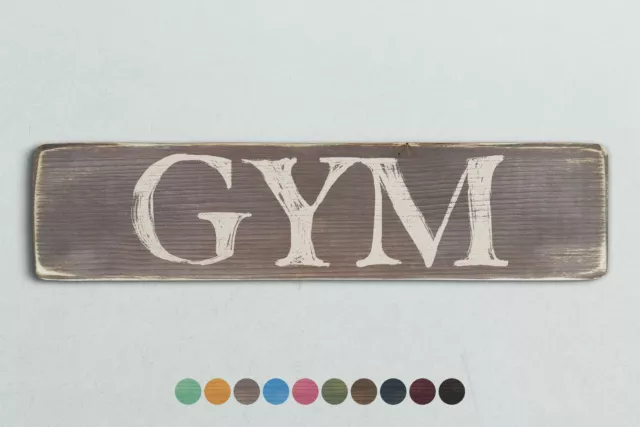 GYM Vintage Style Wooden Sign. Shabby Chic Retro Home Gift