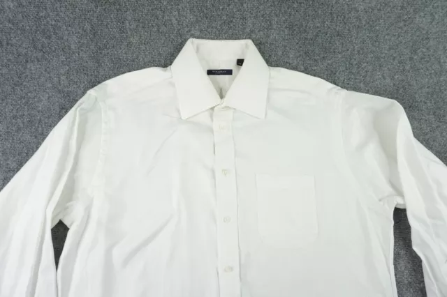 Burberry London Shirt Mens White 17 Long Button Front French Cuff Formal Dress 3