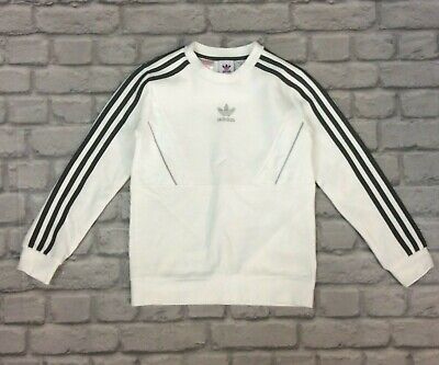 Adidas Originals Boys White Reflective Panel Crew Sweatshirt Childrens Rrp £35 K