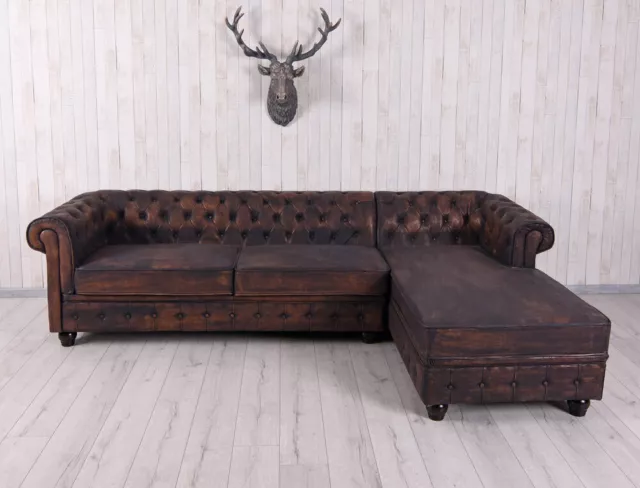 XXL Couchgarnitur Ecksofa Chesterfield Wohnlandschaft Eckcouch Polstersofa Antik 3