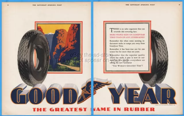 1928 Goodyear Tire & Rubber Co Akron Ohio Antique Automobile Car Tires print ad