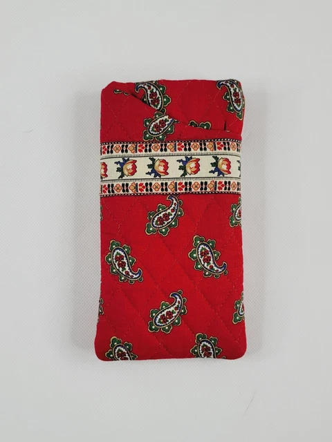 Vera Bradley Red Paisley Cotton Sunglasses Glasses Holder Case Sleeve