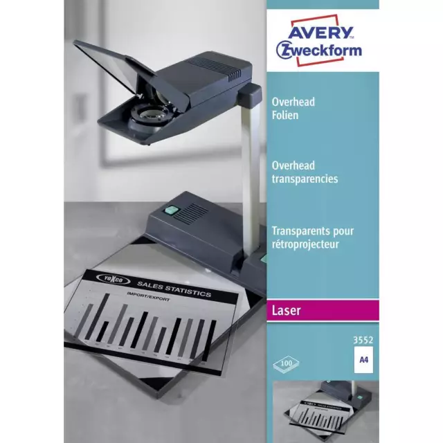 Avery-Zweckform 3552 3552 Transparent pour rétroprojecteur A4 imprimante laser,