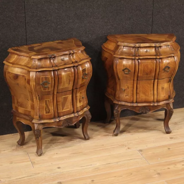 Pair Of Nightstands Two Furniture Vintage Tables IN Antique Style Xx Century 900