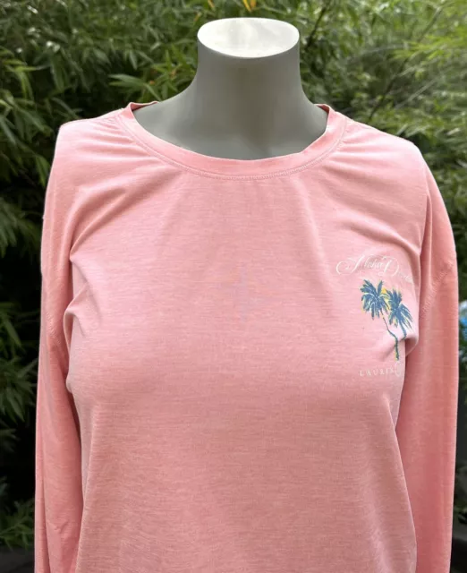 LAUREN JAMES Pink Shades & Sun Palm Tree Graphic Size LARGE Sun Guard Shirt