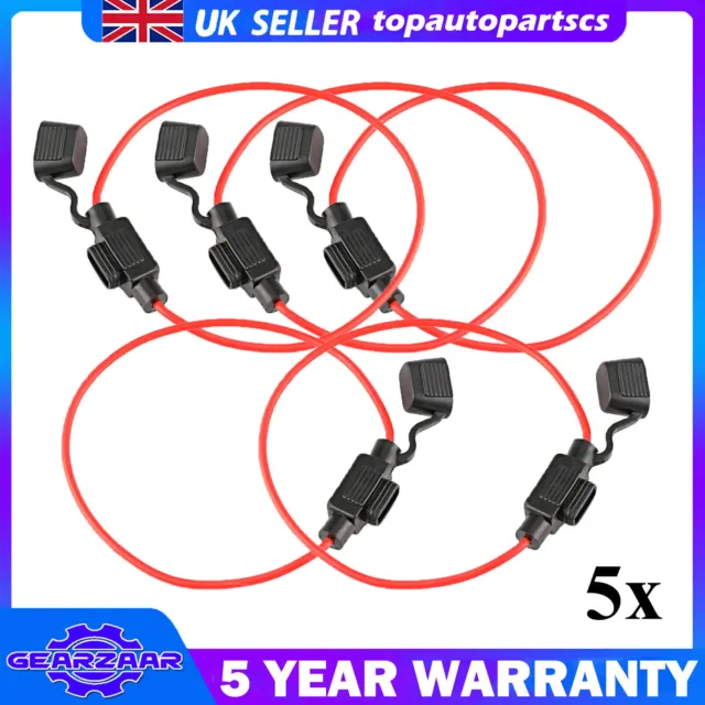 5Pcs 12V Fuses In Line Small Blade Car Fuse Holder Motorcycle Automotive 18AWG