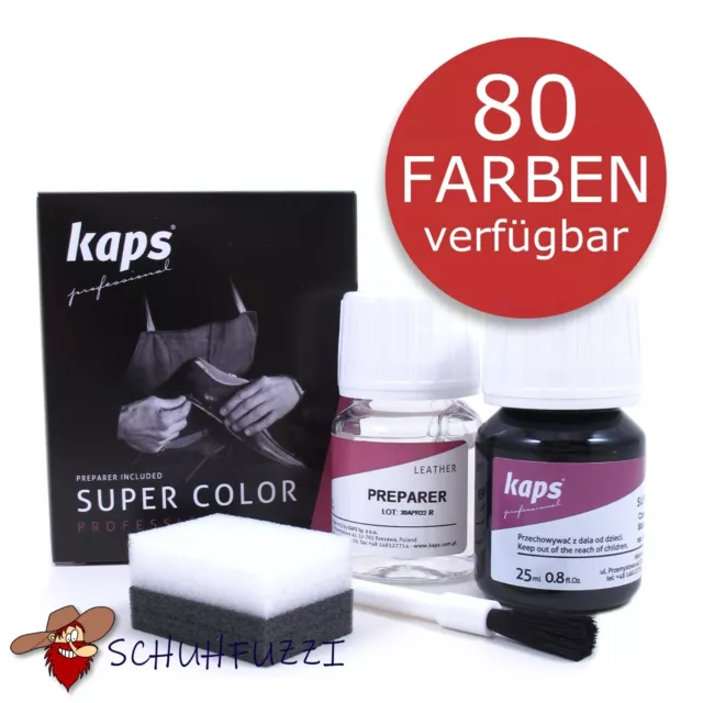 Lederfarbe kaps SUPER COLOR SET m. PREPARER + über 80 Farben + Schuhfarbe Leder