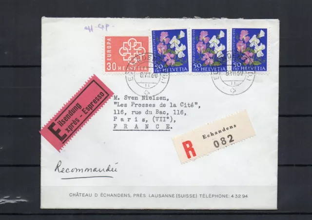 SUISSE - lettre rec. express de 1960 avec tp Pro juventute de 1959