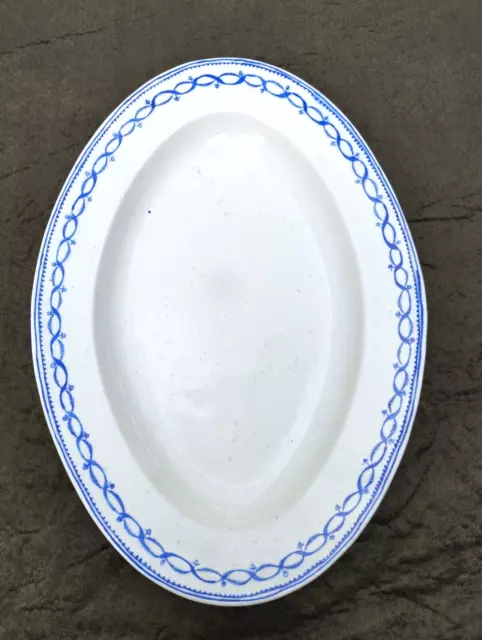 Grand Plat Ovale Porcelaine Tendre De Tournai Début 19Eme Siècle 47 X 33 Cm