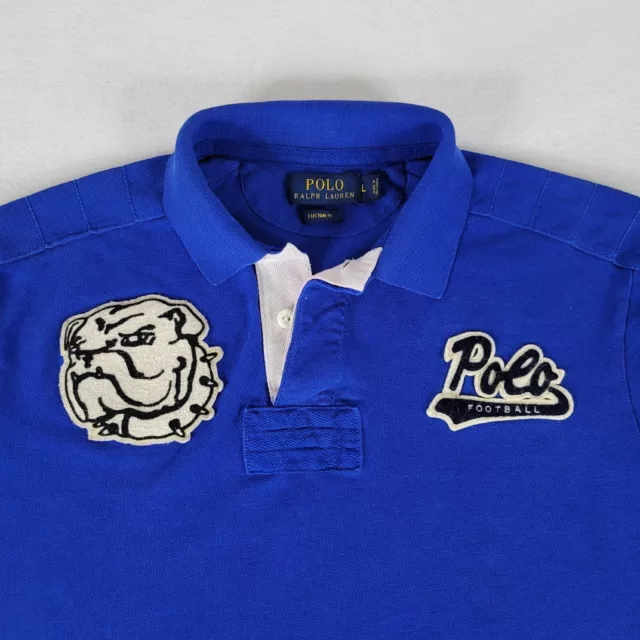Polo Ralph Lauren Mens Shirt rugby Polo LARGE custom fit Blue Polo Football Dog