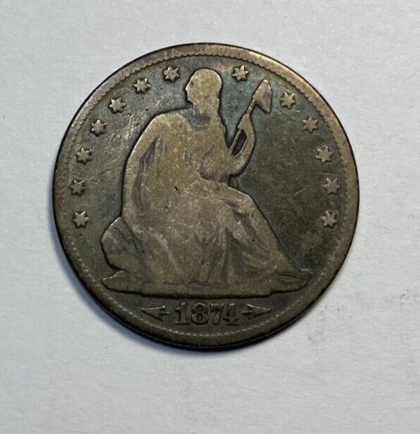 1874 Arrows Seated Liberty Half Dollar Nice Original G+/VG