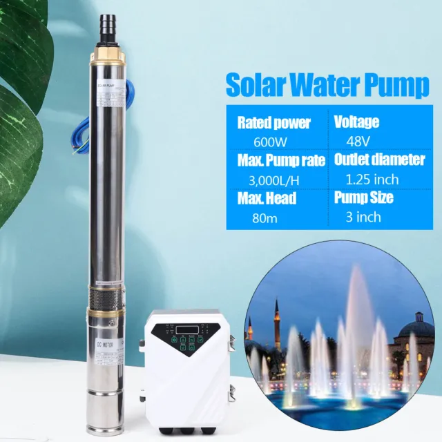 3" DC Deep Well Solar Water Pump Bore Hole Submersible MPPT Controller 48V 600W