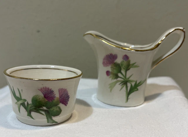 Royal Winton Grimwades THISTLE Individual Cream Sugar Set