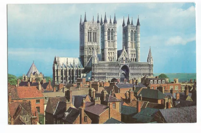 Postcard Lincoln Cathedral from the castle wall Lincolnshire