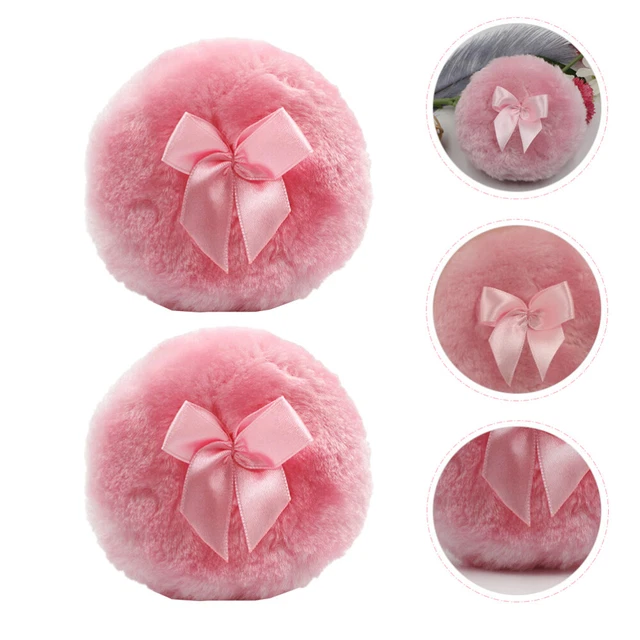 2 PIEZAS Body Polder Puff Flaumy Polvo Tren Encantador Rosa Moño Puff Flaumy