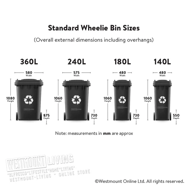 WHEELIE BIN STORE Garden Storage Shed Wooden Dustbin Cover 140L 180L