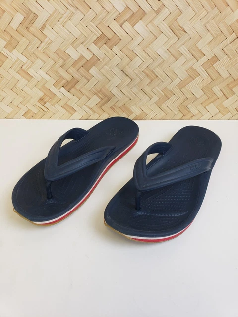 Crocs Retro Wedge Flip Flop Thong Sandal Blue Red White Womens 10 Excellent Cond