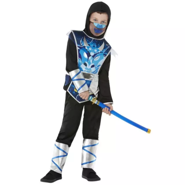 Ragazzi Bambini Blu Ninja Guerriero Costume Halloween World Libro Settimana