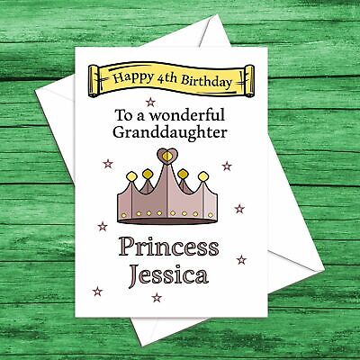 Personalizzato Ragazze Princess Birthday Card 1st 2nd 3rd 4th nipote NIPOTINA