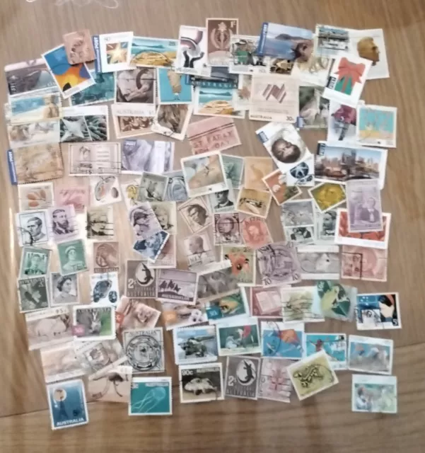 Small Collection of 100 Postage Stamps from Australia, All Different, Used.