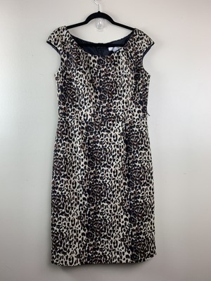 AA Studio AA Woman Career Stretch Sheath Dress Size 10 Animal Print Leopard