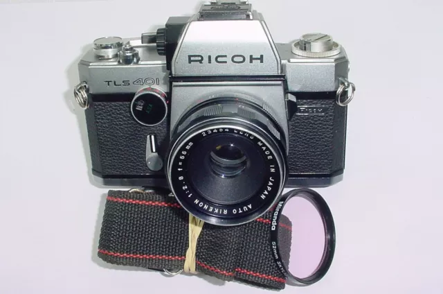 Ricoh TLS 401 35mm Film SLR Manual Camera with Rikenon 55/2.8 Lens - Excellent