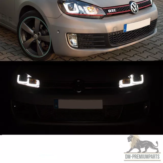 LED Scheinwerfer SET 08-12 Rote Leiste 3D U-LED passt für VW Golf 6 GTI LOOK