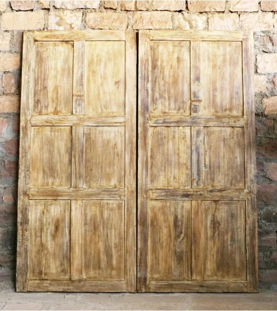 Limewash Sliding Door, Hand Carved India wood Door, Hanging Door, Closet, 80x36 7