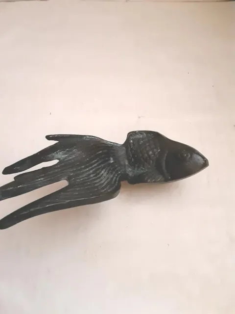 Bronze Koi Fish Sculpture Paper Weight Beautiful  Patina