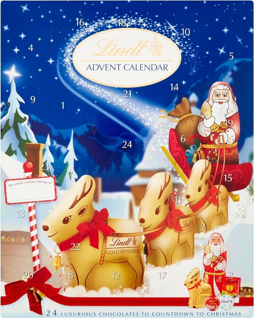 LINDT MILK CHOCOLATE Christmas Advent Calendar 2023 Medium 160 g A