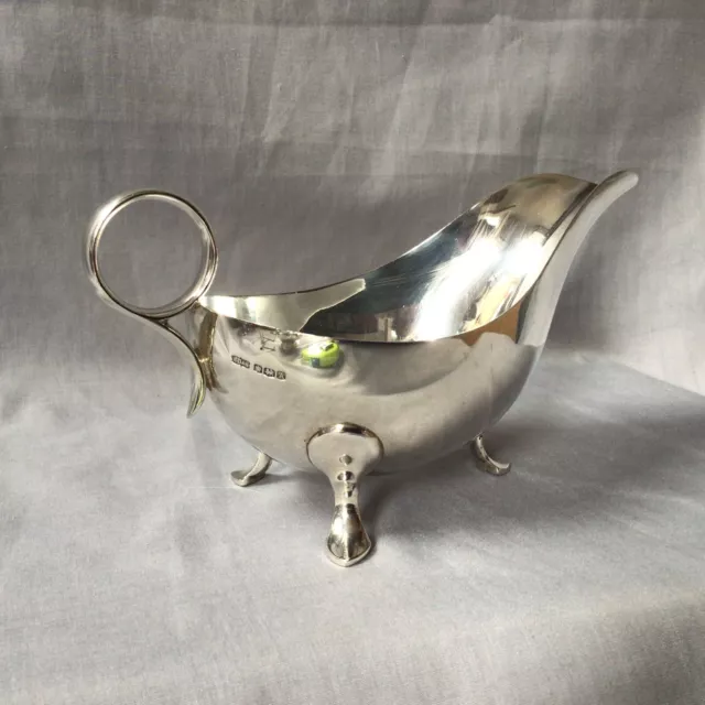 1943 Solid Silver Gravy / Sauce Boat On Three Feet By James Dixon & Sons. 245g 3