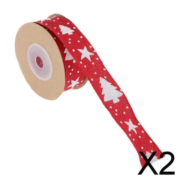 2X 1 Rolle/10m Weihnachtliches Ripsband Satinband Geschenkverpackung
