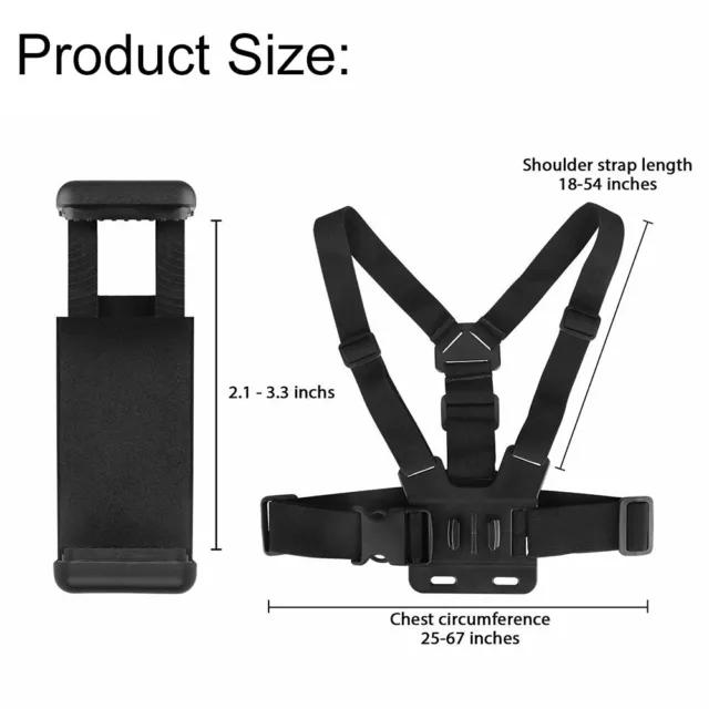 Chest Harness Strap Mount Accessories Adjustable For iPhone Android GoPro Hero 2