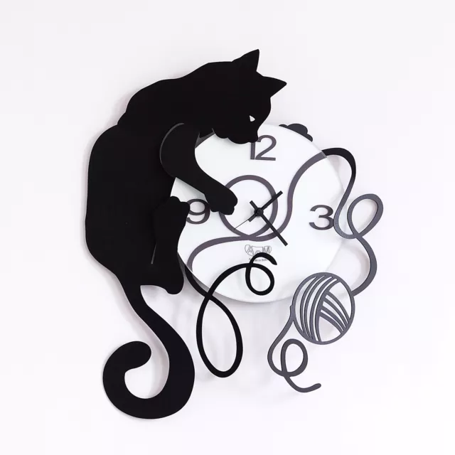 Orologio Da Parete Gatto Gomitolo In Ferro Design Moderno Arti E Mestieri 2598