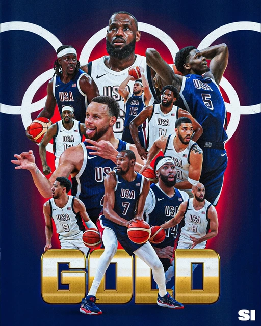 PARIS 2024 OLYMPICS Team USA Men's Basketball Gold Collage 8x10 Photo ...