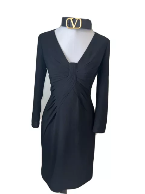 Valentino Elegant Black Dress saks jandel Plunging V-Neck size 4