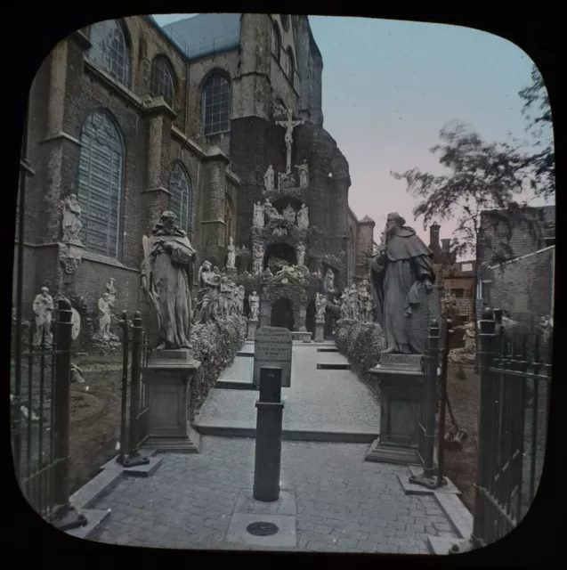 ANTIQUE Magic Lantern Slide ANTWERP CALVARY C1888 VICTORIAN PHOTO BELGIUM