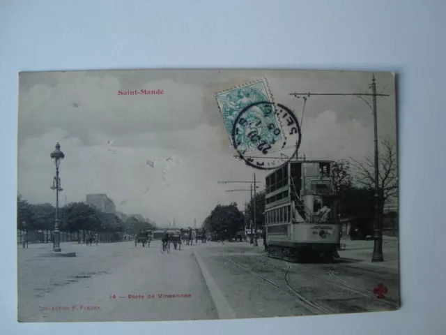 CPA - (94) - Saint-Mandé - Porte de Vincennes (tramway + carriages) - 1905