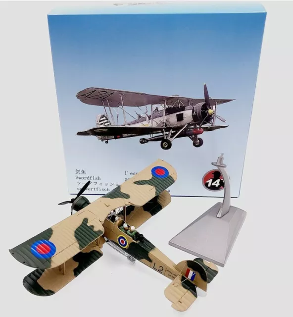 1/72 WLTK WWII UK Royal Navy Swordfish Torpedo Bomber Diecast Aircraft Model