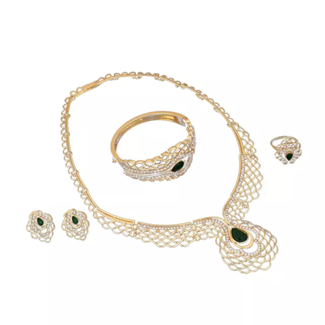 4 -Piece Bride Necklace Earrings Bracelet Choker Necklaces for Women