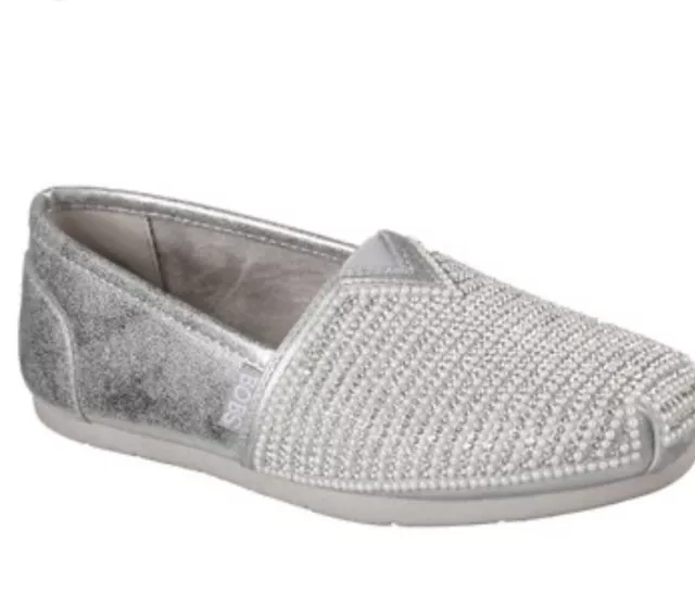 Skechers Luxe BOBS Slip On Shoes Big Dreamer Women's Size 9.5 Silver  Metallic