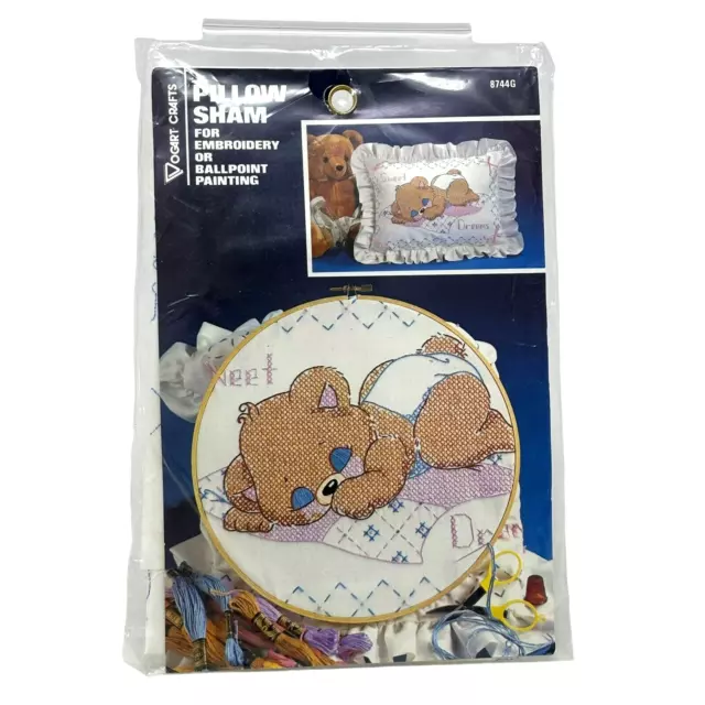 VOGART Baby Bear Stamped Pillow Sham Cross Stitch NEW #8744G Sweet Dreams USA
