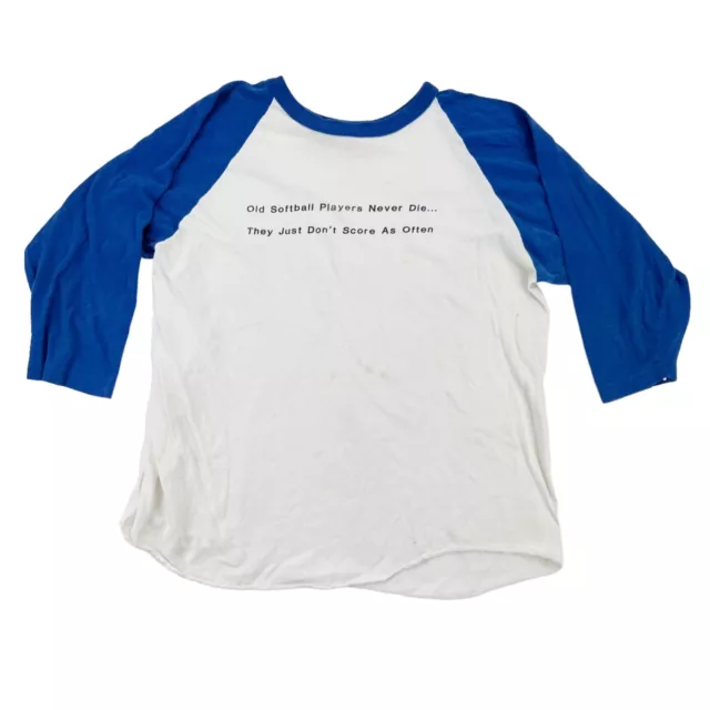 Vintage Funny Softball Raglan 3/4 Sleeve Tshirt Sz Womens XL  Mens M