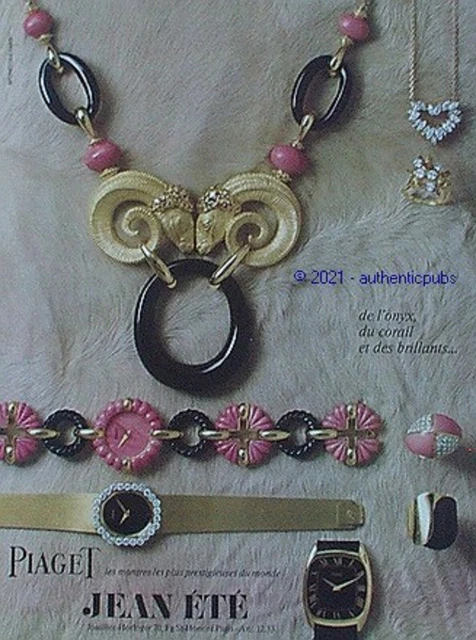 Publicite Piaget Jean Ete Montres Bijoux Onyx Corail Brillants De 1973 Ad Pub